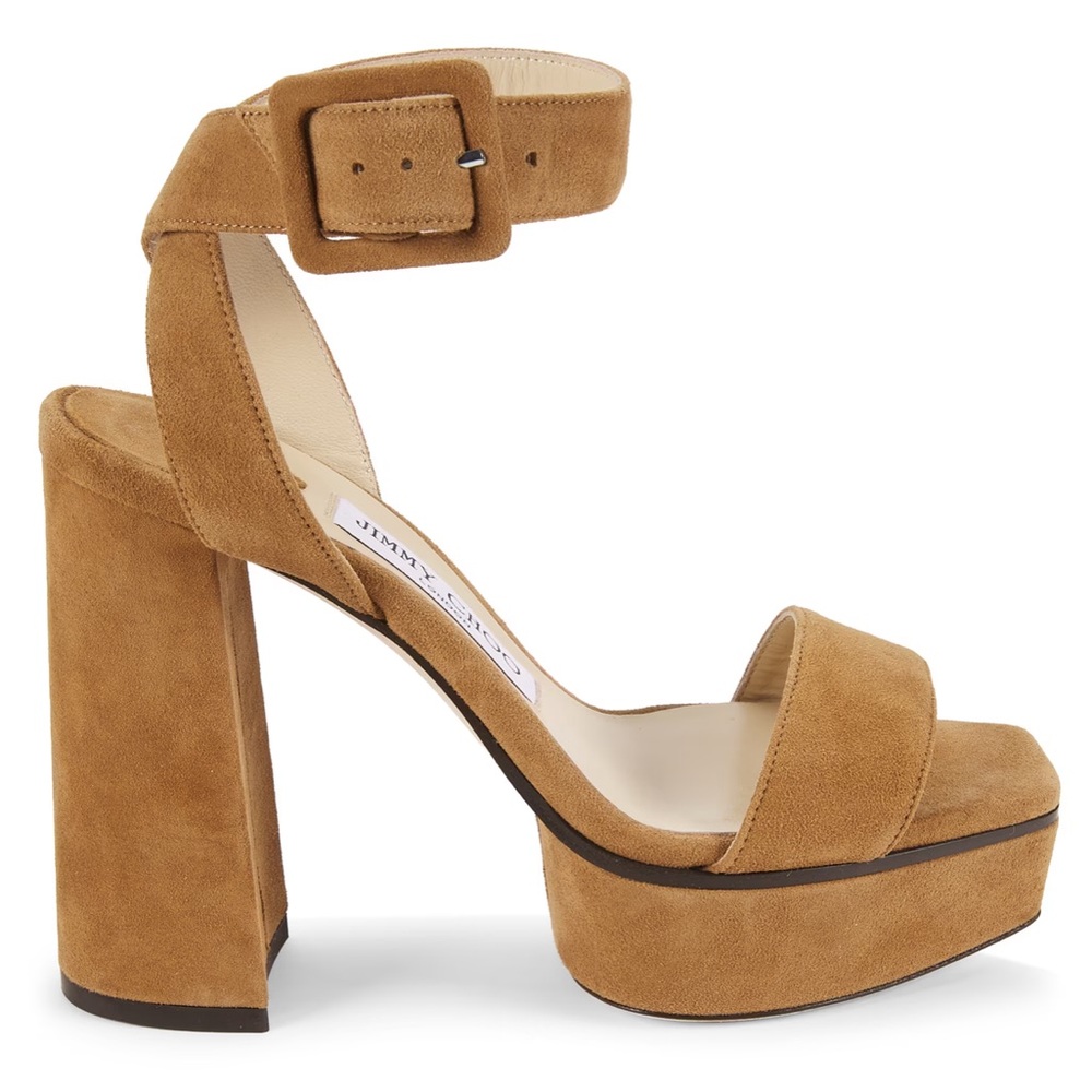 Brand New* Jimmy Choo Camel Suede Platform Heels NWT